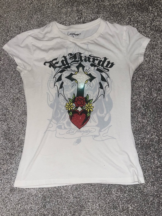 Ed Hardy Tops - Y2K Ed Hardy White Graphic Tee